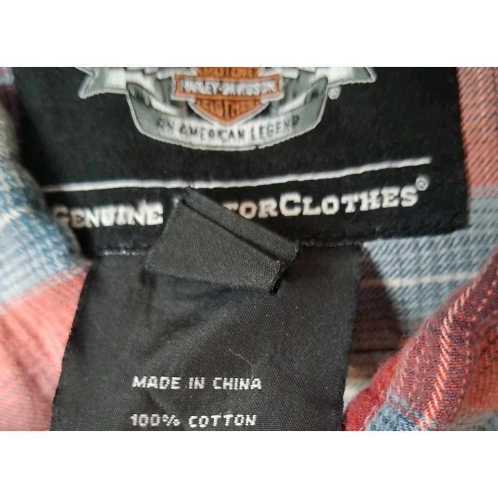 Harley Davidson Short Sleeve Button Up Plaid Shirt Large Cotton - Picture 9 of 11